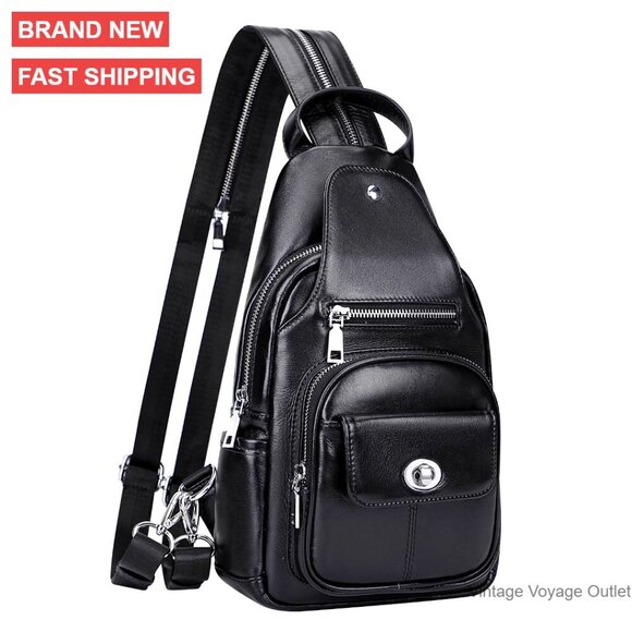 Genuine Leather Convertible Sling Backpack Crossbody Bag Daypack Purse main image 5